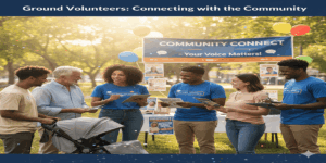 Ground volunteers interacting with voters